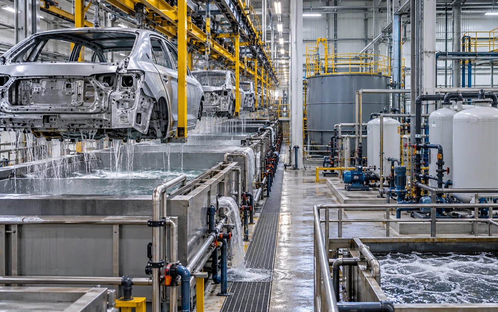Automotive paint shop wastewater treatment and pretreatment process