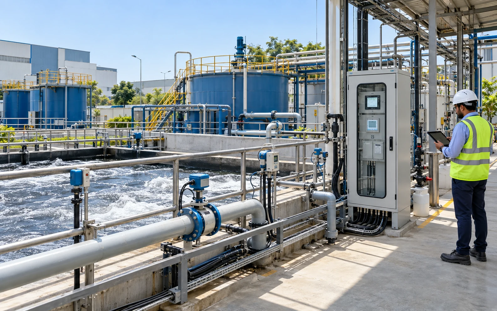 Continuous online wastewater monitoring system connected to an industrial ETP