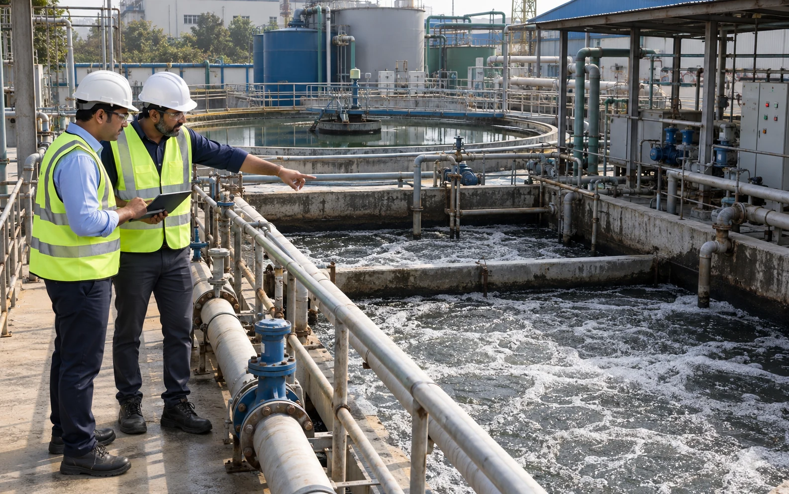Hydropure engineers assessing an industrial ETP for performance improvement