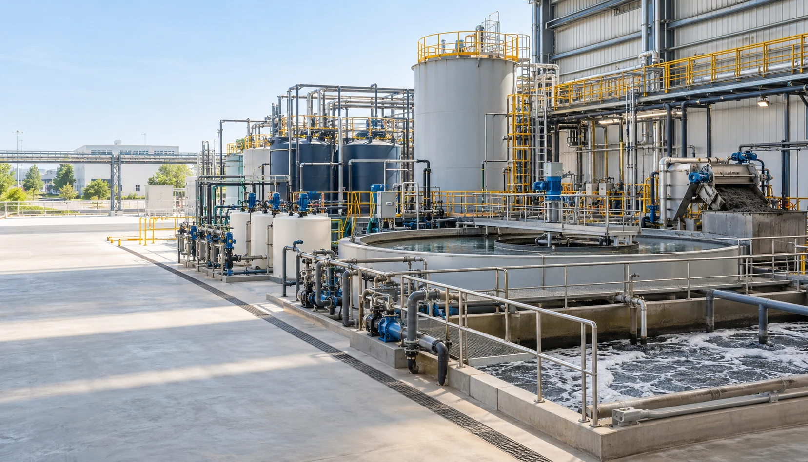 Industrial effluent treatment plant for wastewater treatment in a manufacturing facility