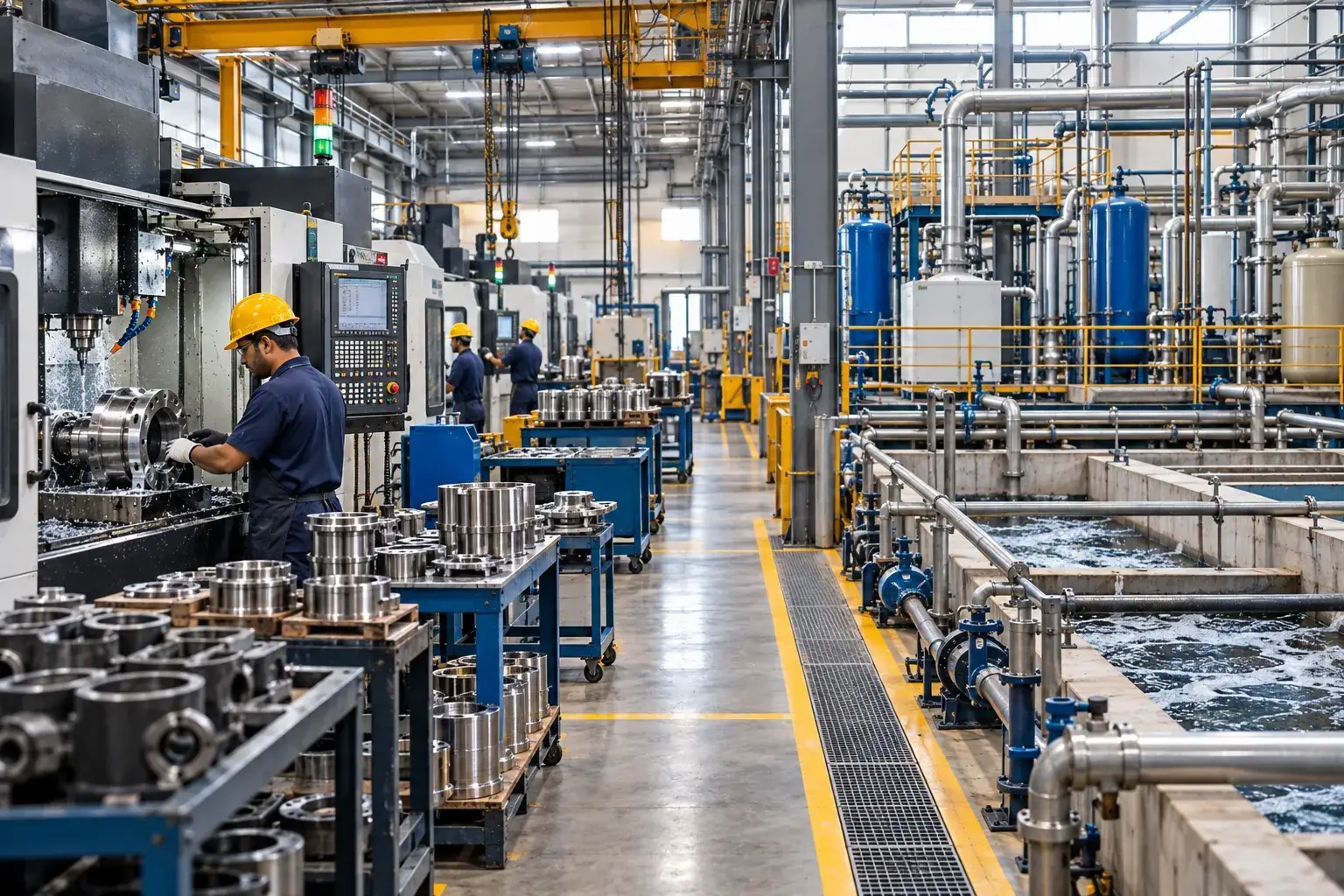 Engineering and metal processing facility with water treatment utilities