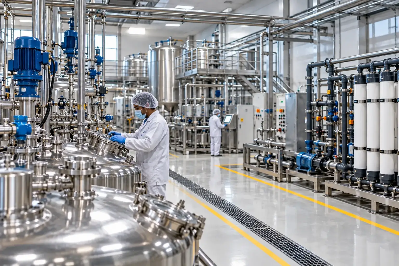 Pharmaceutical manufacturing facility with process water and utility systems