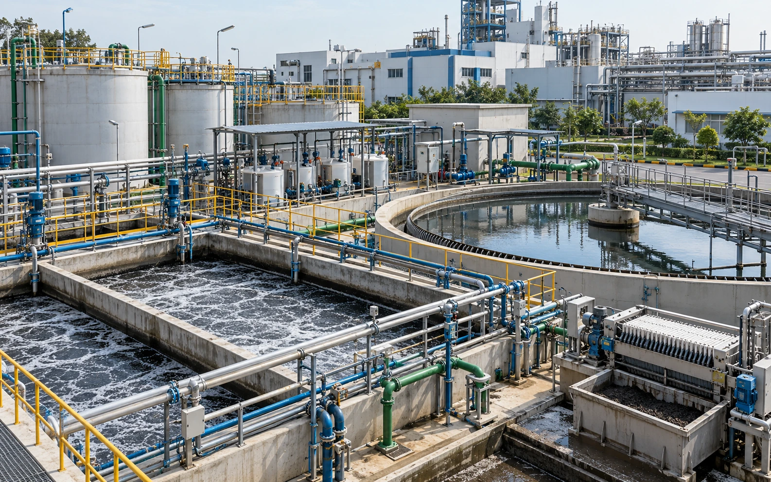 Pharmaceutical ETP with biological treatment, clarification, dosing and filtration