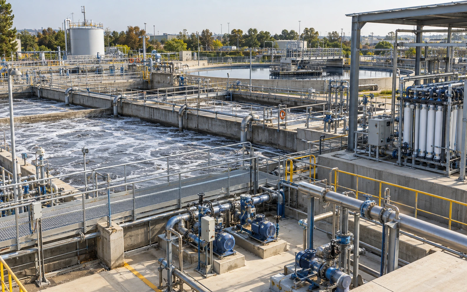 Existing water and wastewater treatment plant upgraded with improved equipment and instrumentation