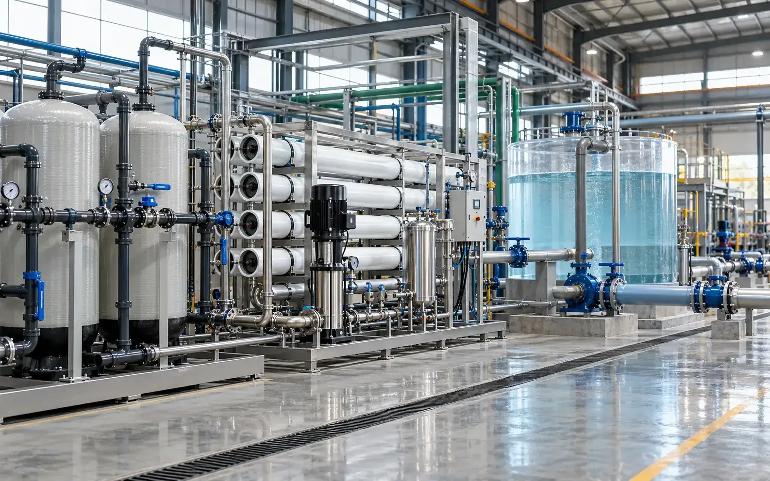 Industrial wastewater recycling and water recovery system with filtration and membrane treatment