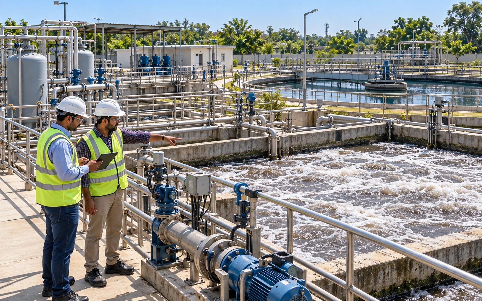 STP biological treatment process with aeration and sewage clarification system