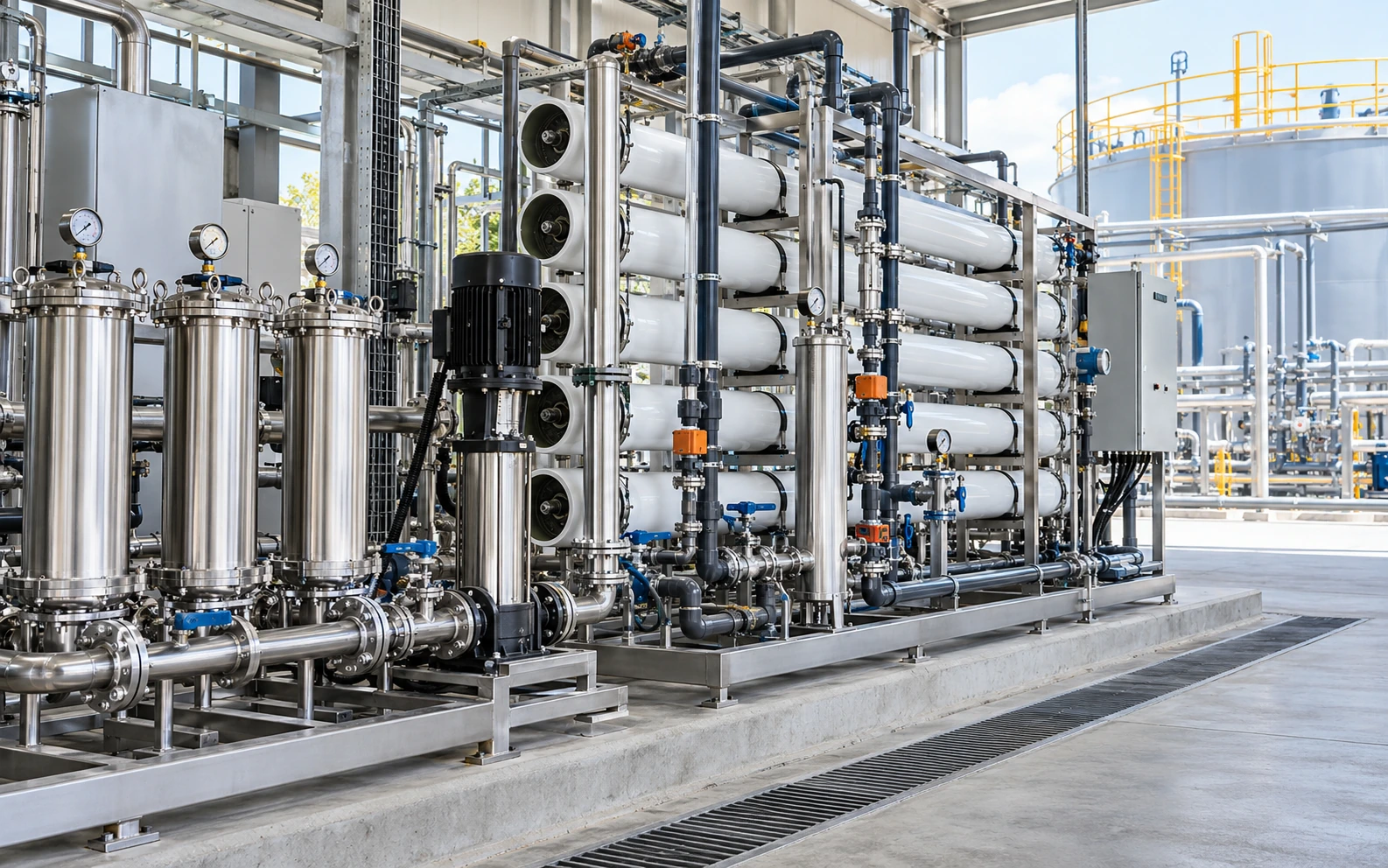Industrial RO and membrane polishing system for treated water recovery