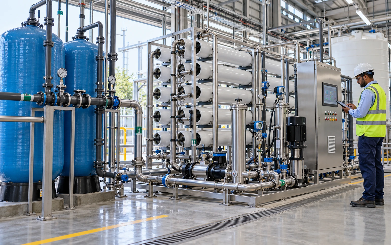 Automotive wastewater recovery system with online monitoring and industrial reuse treatment
