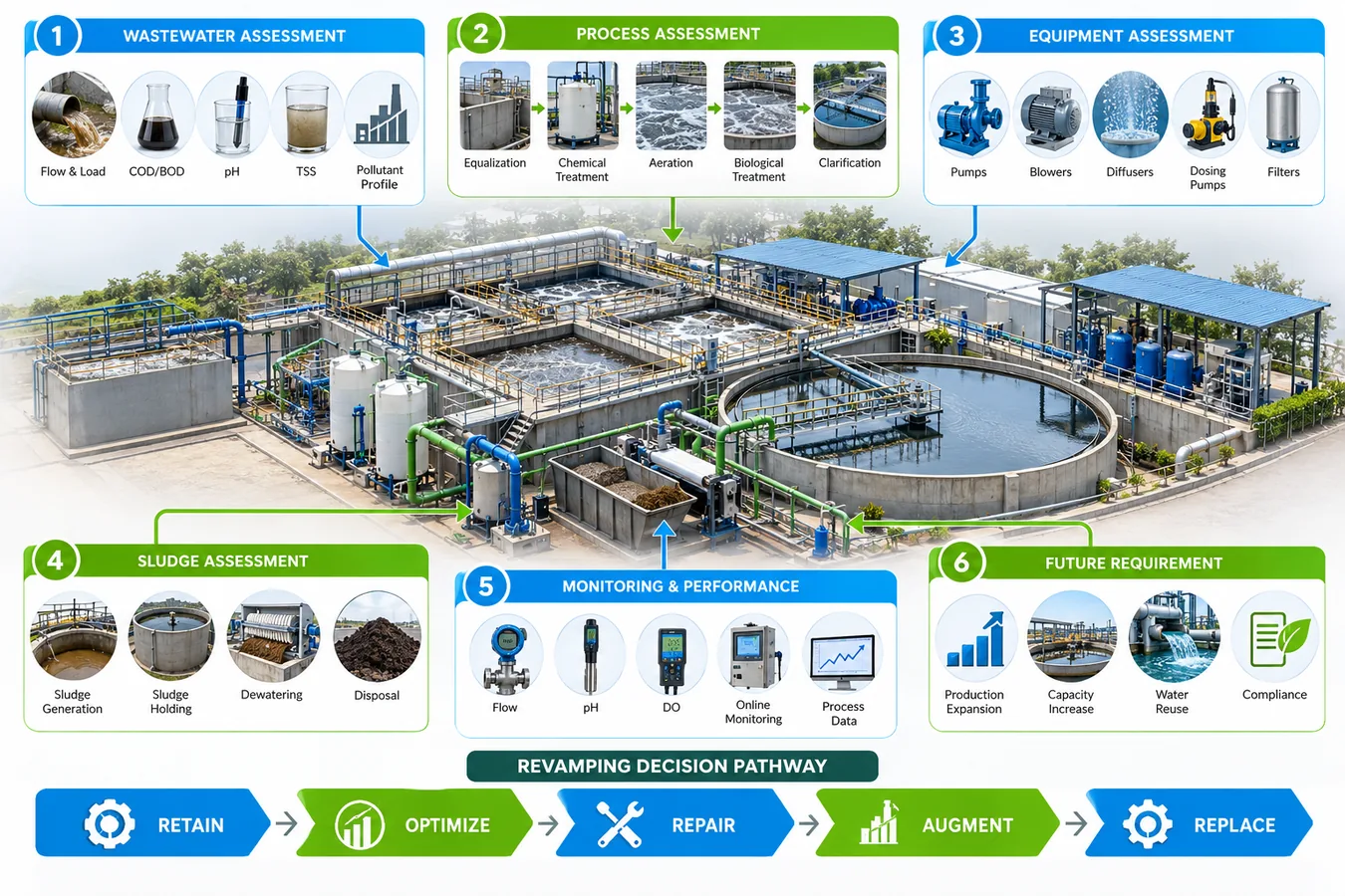 ETP revamping checklist covering wastewater, process, equipment and compliance assessment