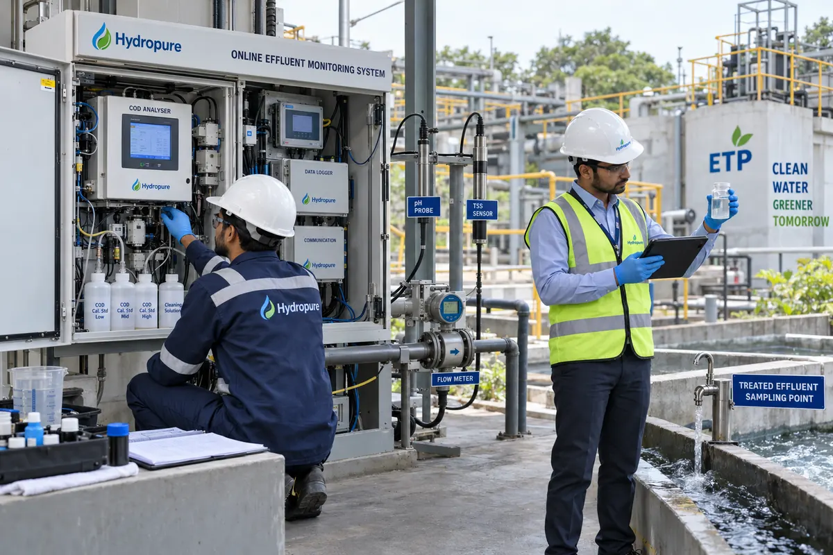OCEMS analyser calibration and maintenance at an industrial effluent treatment plant