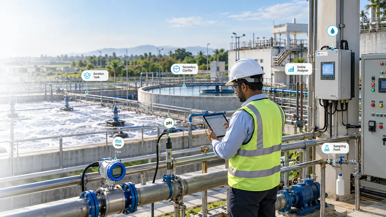 Online wastewater monitoring system for industrial ETP and STP performance