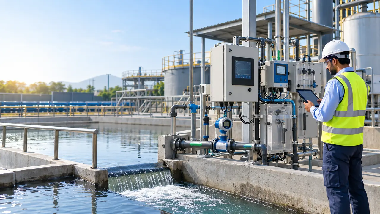 OCEMS online continuous effluent monitoring system installed at an industrial ETP in Maharashtra